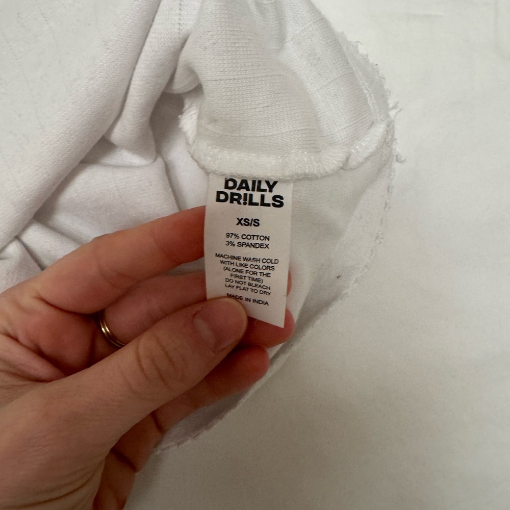 Daily Drills White Pointelle Baby Tee - Picture 3 of 3